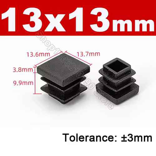 Black Square Pipe Tube Cap Plastic Tubing End Cover Glide Insert Blanking End Plugs Bung 10/13/15/16/18/19/20//22/23/25/28-200mm - Image 31