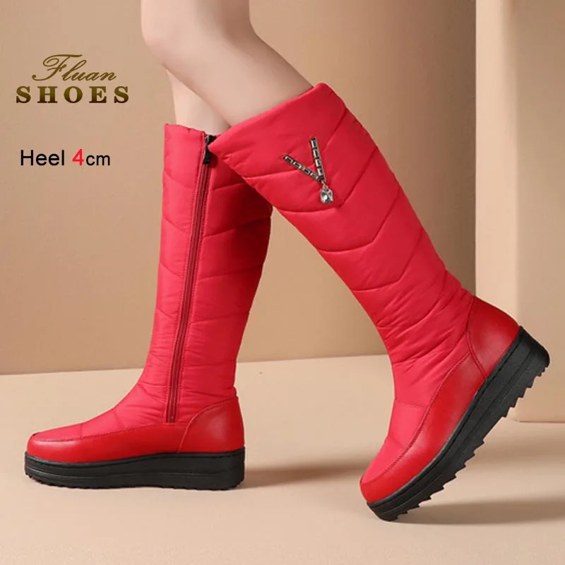 

Foreign Trade New Fashion Winter Warm Snow Boots Women Knee Length Boots Waterproof Down Tall Boots Non-slipping Sole Long Boots