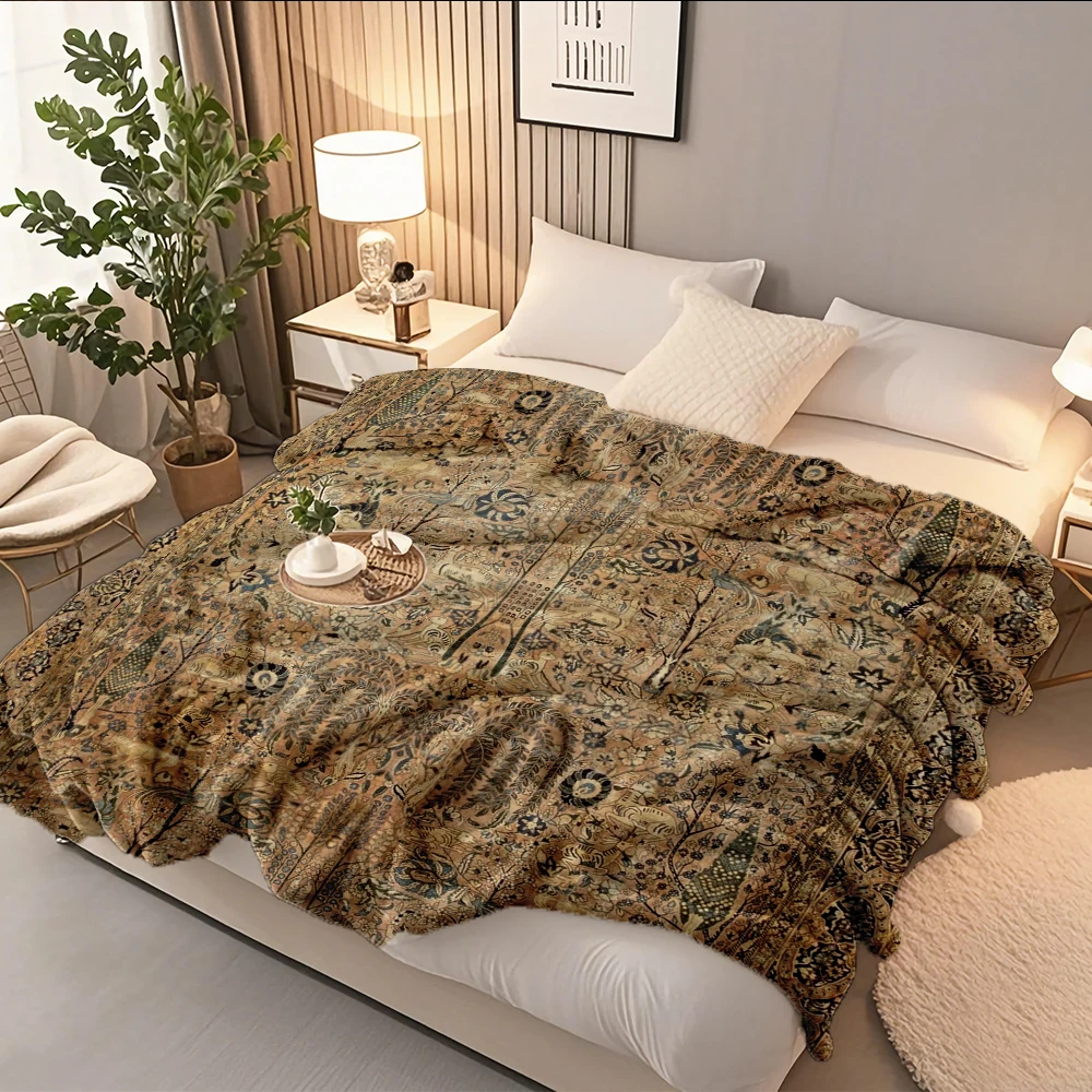 

Featured Flannel Cozy Blanket Antique Persian Kirman Garden Collection Scandinavian Design Hospitality Bedding Sherpa Throw