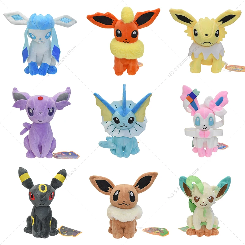 10Pcs/lot Pokemon Toys Eevee Umbreon Vaporeon Jolteon Flareon Espeon Leafeon Cartoon Stuffed Plush Wholesale Price