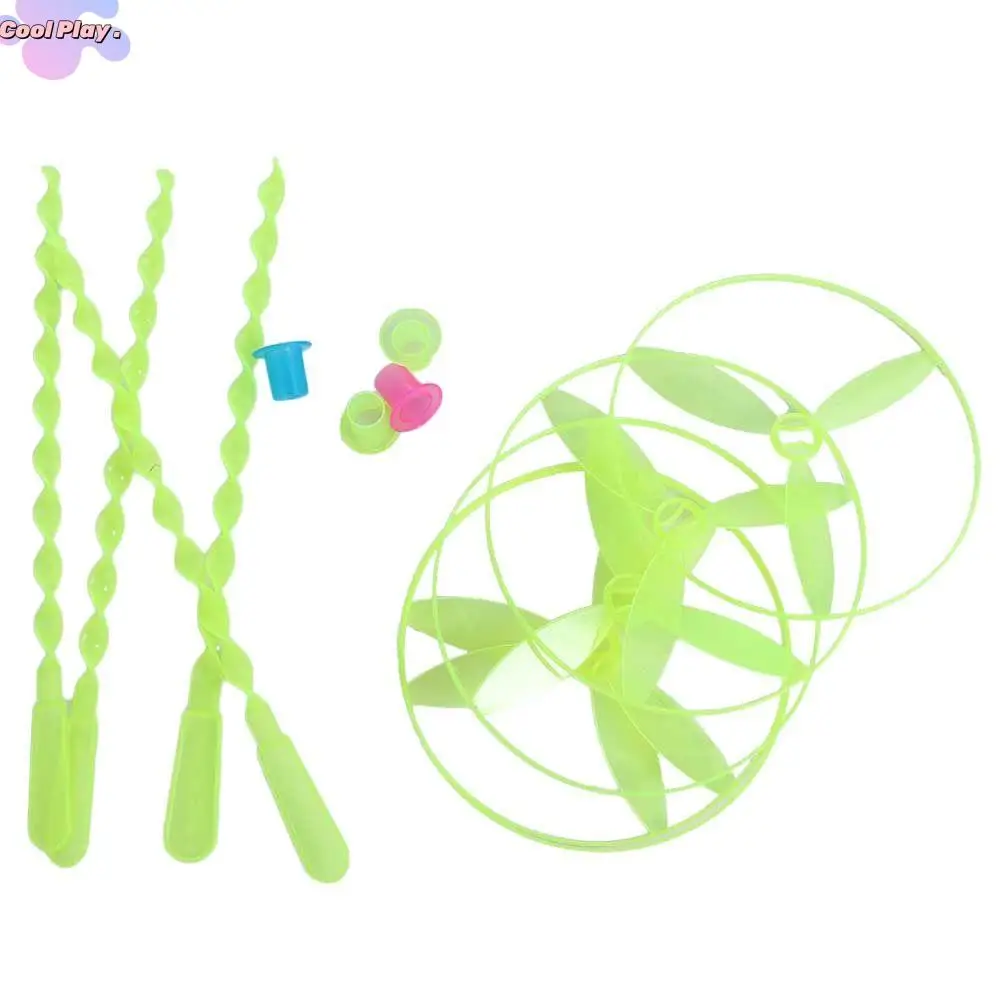 Toy Children'S Gifts Plastic Ufo Color Helicopter Outdoor Dragonfly Outdoor Sports Games Dragonfly Flying  Toy Handle UFO Toy