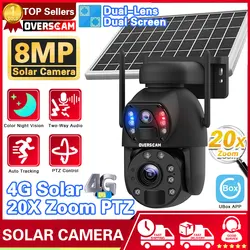 Ubox solar kamera 4g sim karte 4k 8mp dual objektiv 20x optischer zoom outdoor ptz solar panel pir humanoid tracking cctv kamera alarm