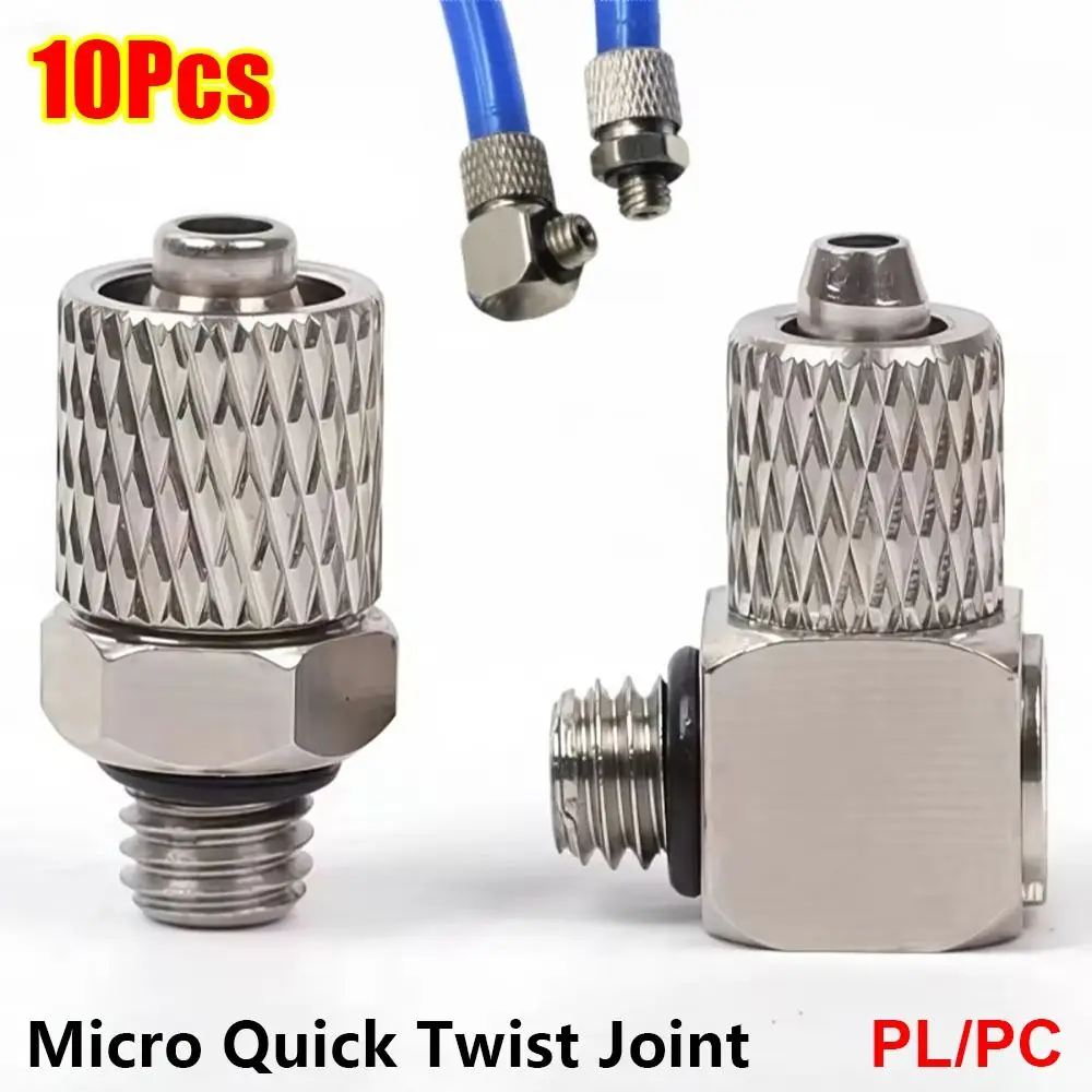 10Pcs Male Thread Micro Quick Twist Joint M3 M4 M5 M6 PL/PC Pneumatic Pipe Connector Screw Through 3mm 4mm 6mm OD