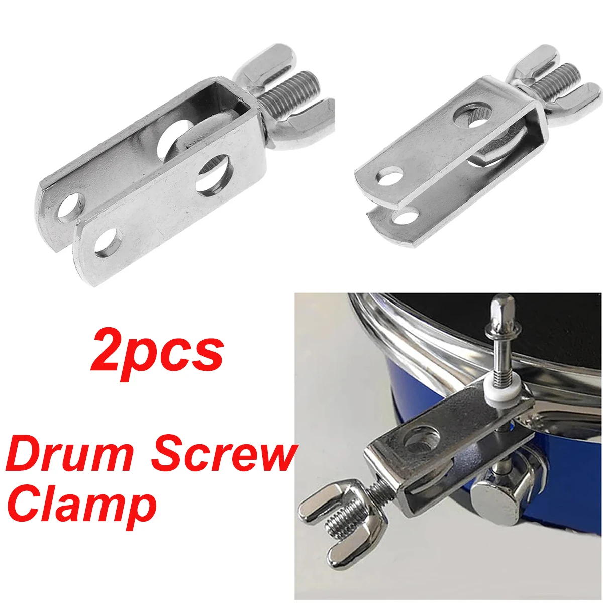 2pcs Drum Mounting Screw Clamps Adjustable Extension Clip Hardware Mount For Drum Set Parts