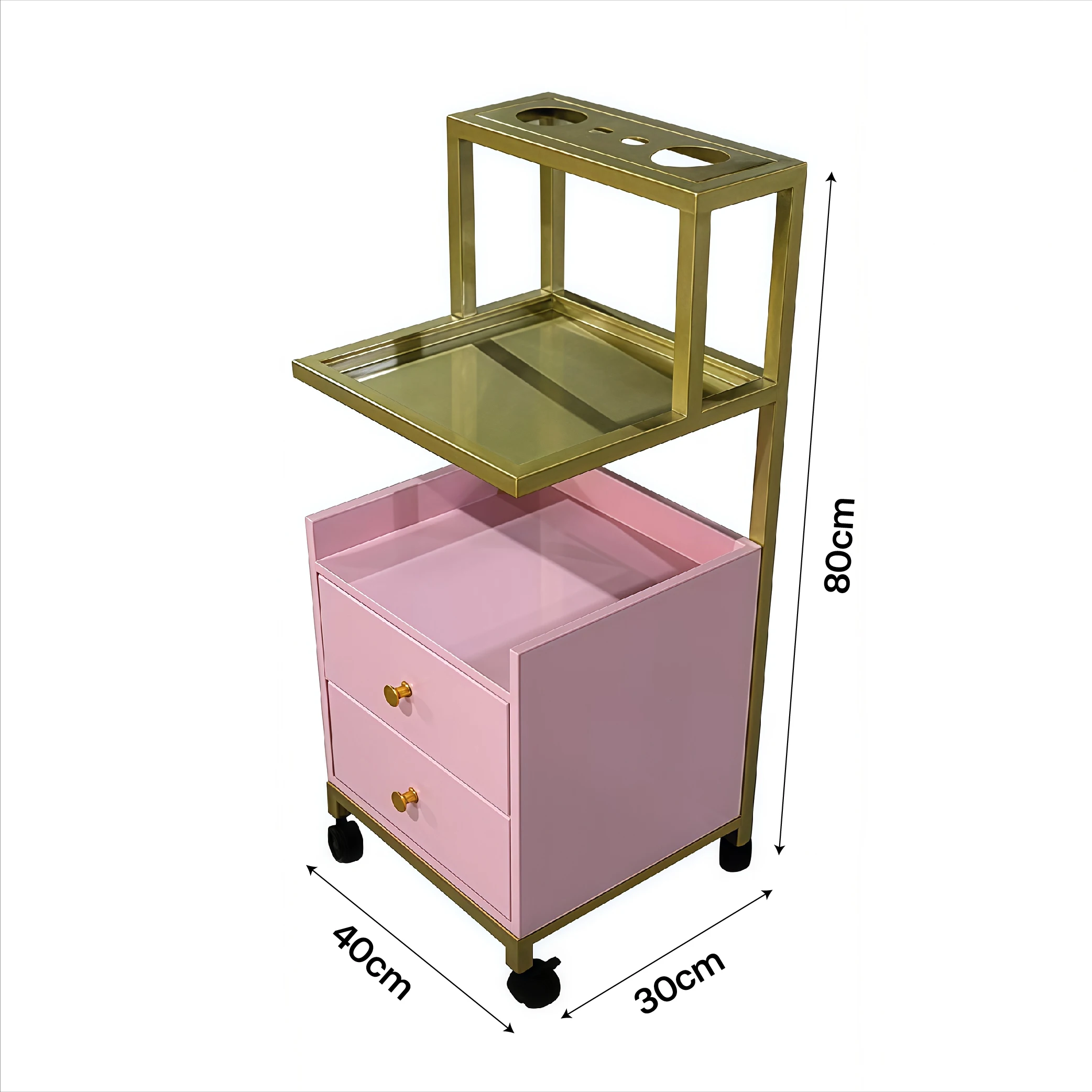 Luxury Stainless Steel Gold-plated Salon Trolley, Durable Spa Beauty Cart with Wheels, 4-Tier Storage Organizer