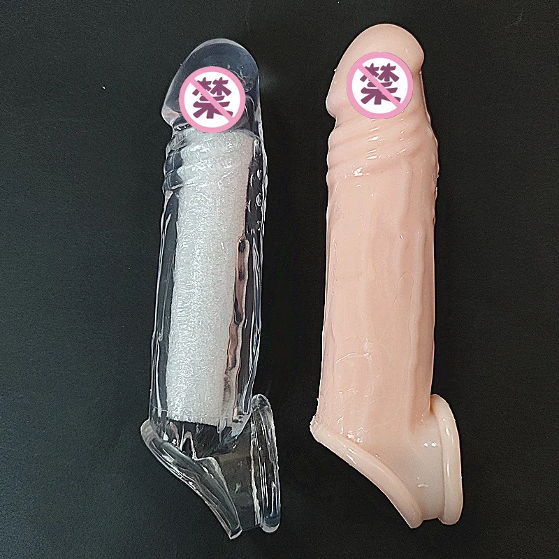 Realistico Estensione Del Pene Copertura di Ingrandimento Anello Del Rubinetto Manica Clitoride G-spot Stimolare Ritardo Eiaculazione Extender Uomini Giocattolo Del Sesso