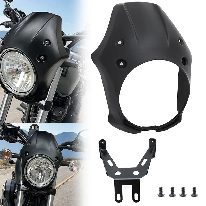 Matte Black Motorcycle Front Headlight Fairing Cover Mask Fork Windshield For Honda Rebel CMX 300 500 CMX300 CMX500 2017-2023