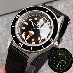 Black 50-Fathoms 40mm Tandorio Retro Watch For Men C3 Green Luminous Ceramic Bezel NH35 Automatic 20ATM Sapphire Glass Nylon