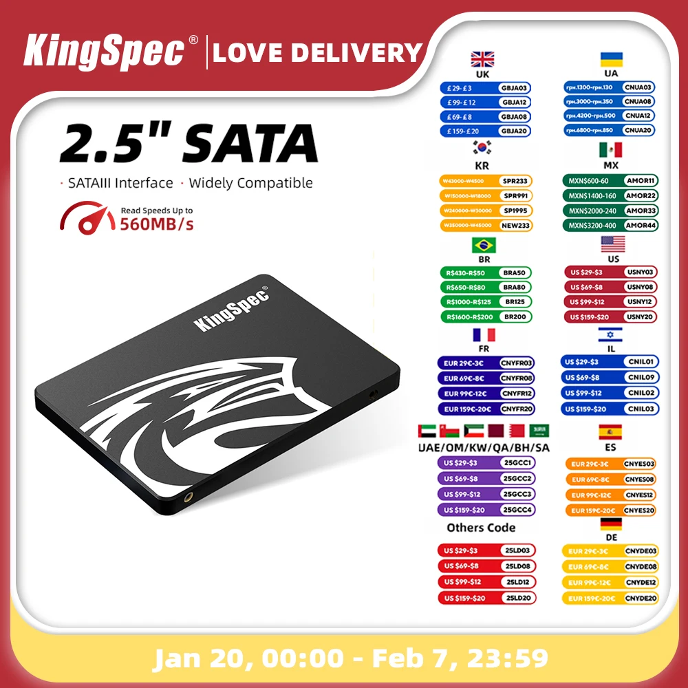 KingSpec SSD 120G 240gb 256GB 512GB 1TB Hdd 2.5 Sataiii  Hard Disk Drive for Computer Laptop Ssd Internal Hard Drive SATA Disk