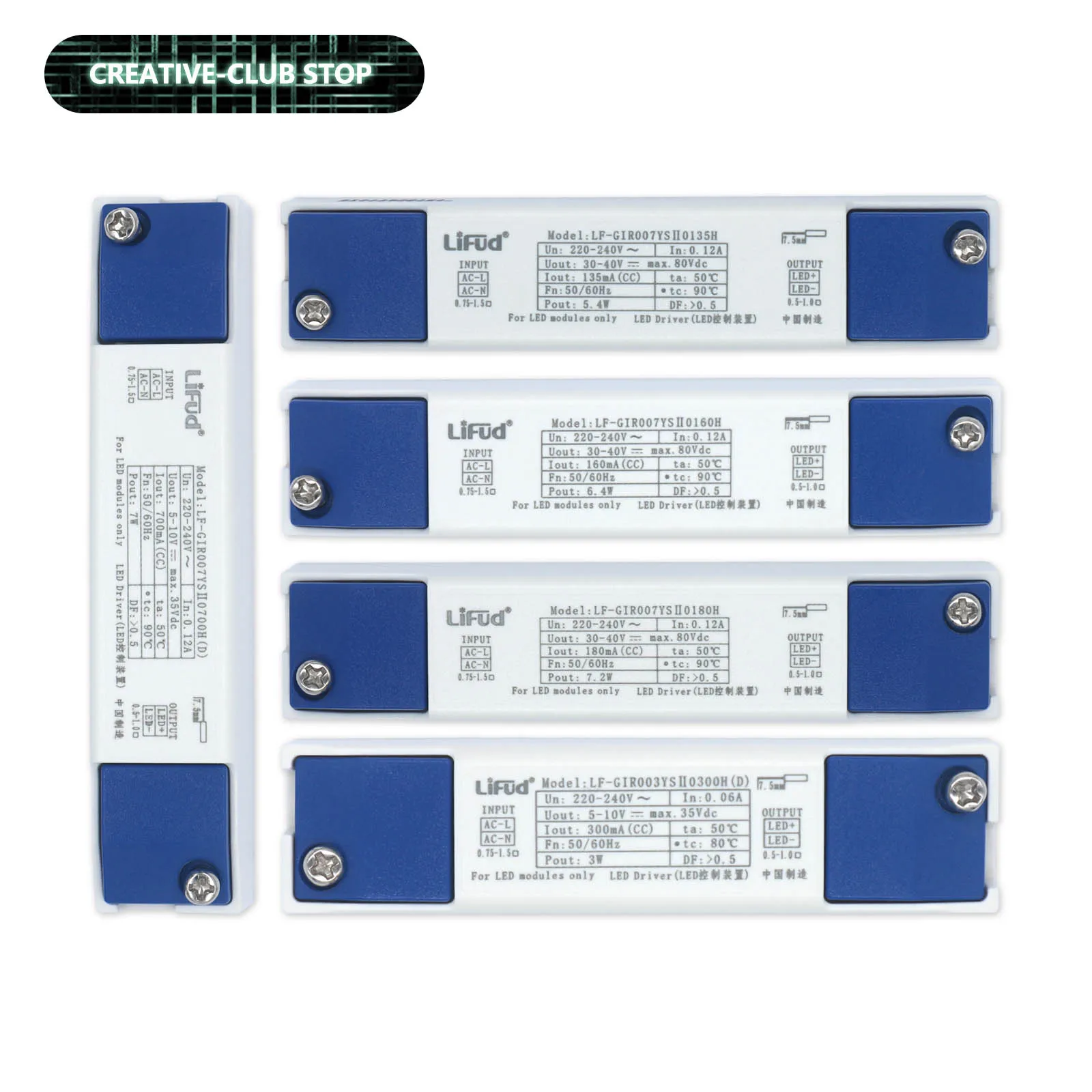 

Lifud LF-GIRxxxYS 3W 5.4W 6.4 W 7W 7.2W LED Driver DC5-10V DC30-40V LED PanelLight Power Supply AC220V 240V Lighting Transformer