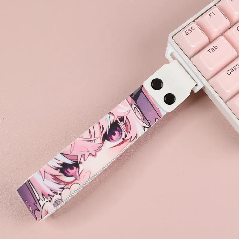 Anime Girl Print Lanyard Strap Decorative  For Wooting 60he Made68 Atk68 Ace Mechanical Gaming Cute Keyboard Ribbon Accessories