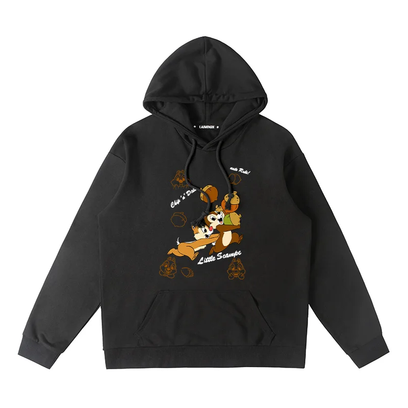 Fashionable and cute Disney Chip & Dale Cartoon Anime Printing Men's and women's hoodies Autumn and Winter Couple Clothes Hoodie