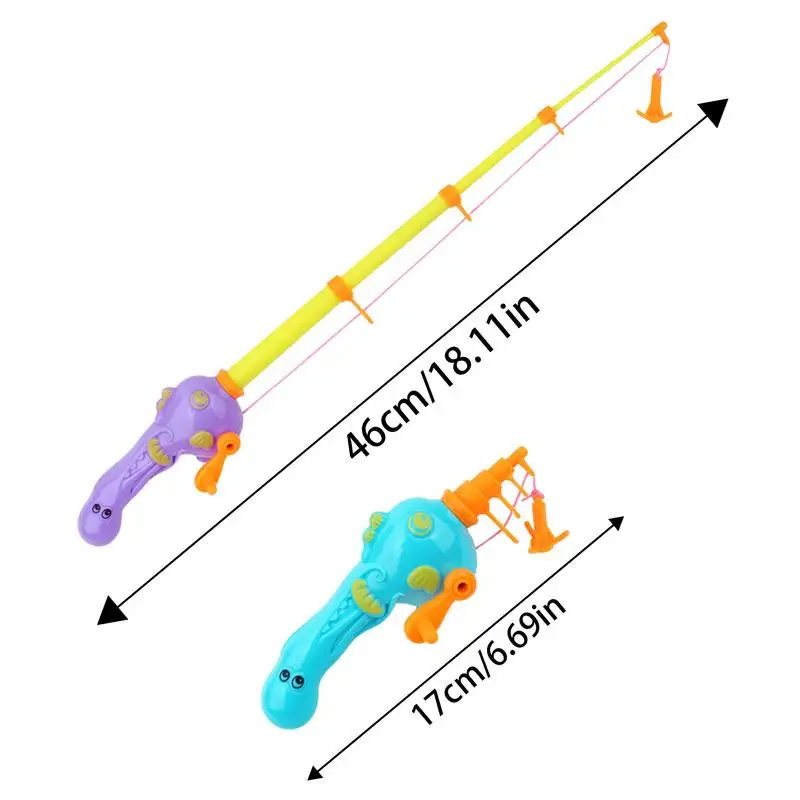 Caña de pescar de juguete para el baño, diseño de mango de Animal bonito, caña de pescar para niños, juguetes de baño de agua telescópicos para niños de 3 a 6 años