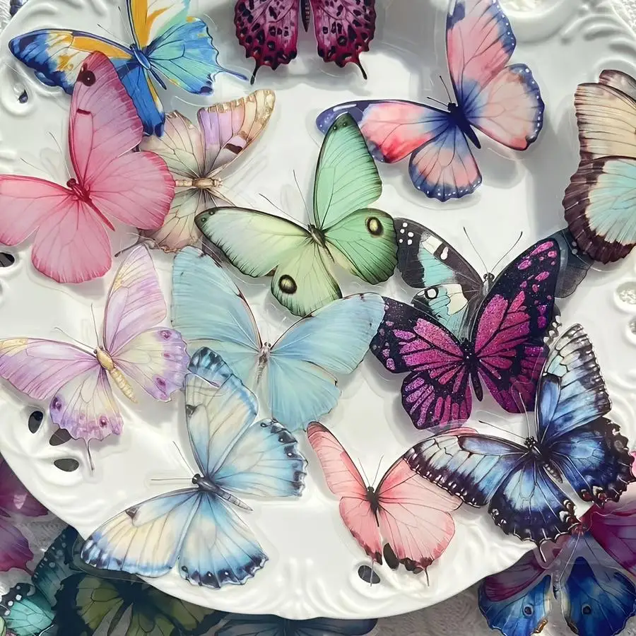 1/5/10/20/50/100pcs Vibrant Butterfly Stickers - Waterproof PET Adhesive for Laptops, Scrapbooks, DIY Projects, Skateboards, Gui
