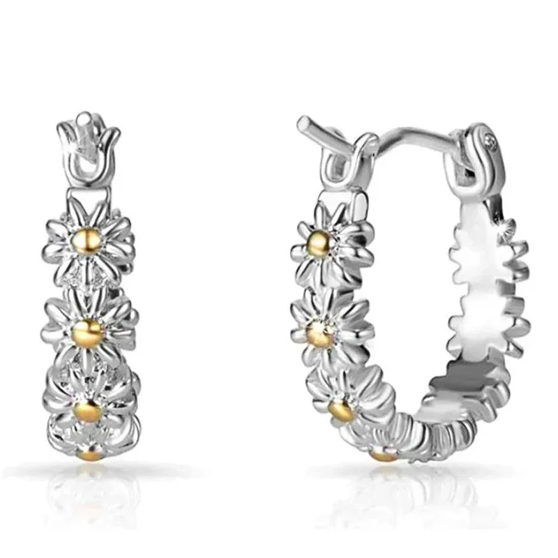 New Arrival Female Earrings Silver Needle Stackable Daisy Zircon Crystal Earrings For Women Jewelry Wholesale Pendientes - view 6