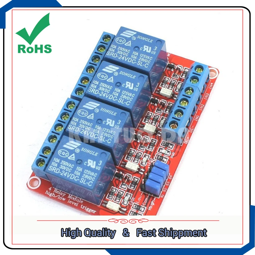 4 way /four channel relay module with optocoupler isolation support high and low level trigger board development board