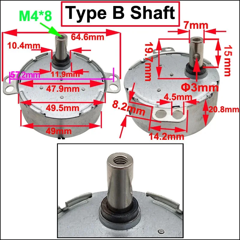 5V/6V/9V/12V/24V Micro Brushless DC Synchronous Motor 4W Low RPM 0.9-60RPM 50Hz BLDC In DC Motor For Fan Microwave Oven Motor