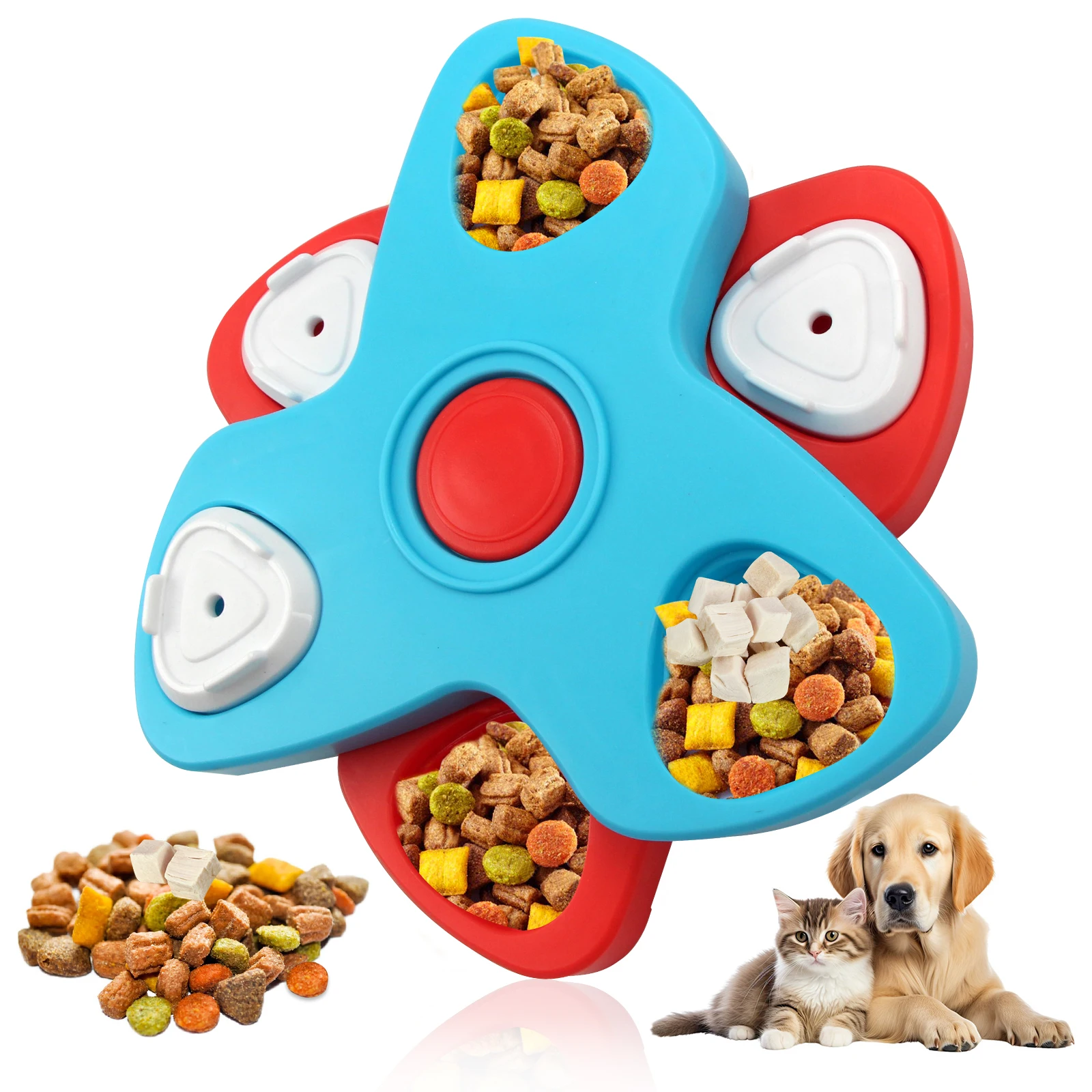 2 Spinning Layers Dog Puzzle Toy Slow Feeder Interactive Increase Dogs Food Puzzle Feeder Toys for IQ Training Mental Enrichment