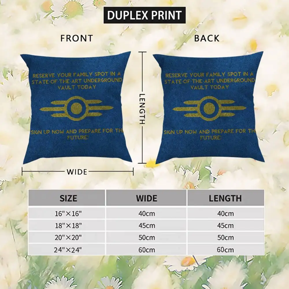 Наволочка Fallout 4, чехол для подушки с двусторонним принтом, 45x45, декоративные подушки, диван, домашний декор, мягкая наволочка