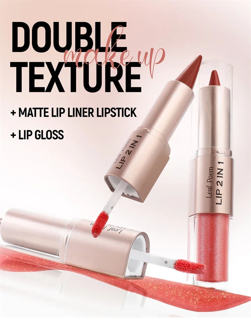2-in-1 Konischer Gradient-Lipliner-Stift in Nude-Braun, Spiegelglas-Lipgloss, Matter Lippenkonturenstift, Wasserfester Lippenkonturenstift, Nicht klebendes Make-up – Detail 5