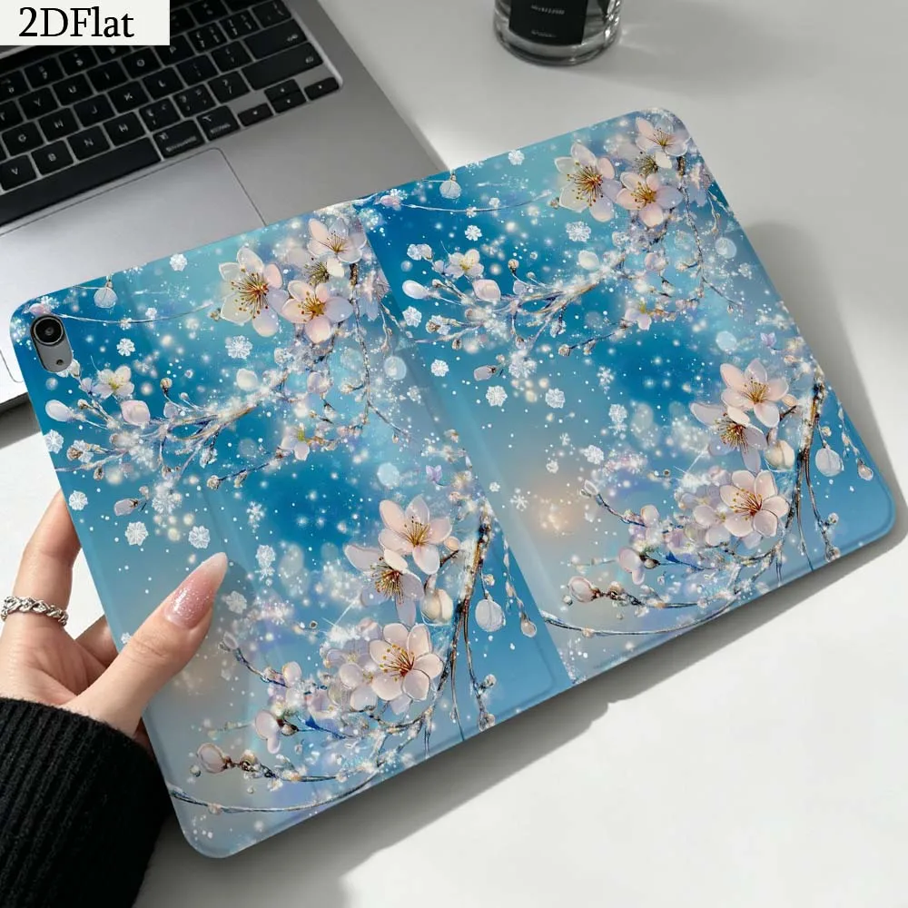 Blue White Cherry Blossom Gift For iPad Pro mini Air A16 A14 6 5 4 6th 7 7th 11th 9Gen 13 M5 11 A17 Pro M4 Inch Tablet Case