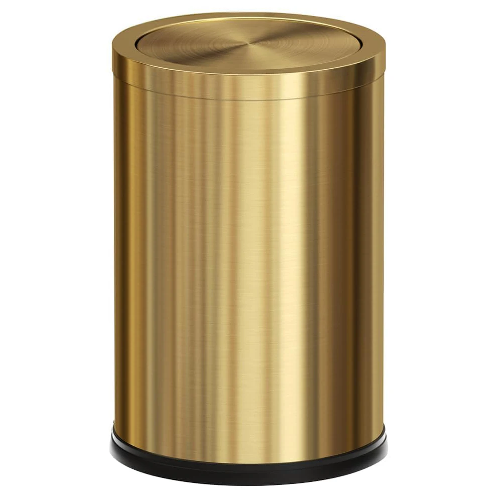 Gold Small Trash Can,Bathroom Trash Can with Lid,Modern Garbage Can for Bathroom,Bedroom,Office,Hotel 9L / 2.4 Gallon