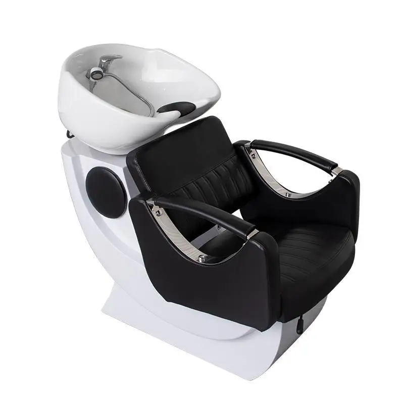 Modern Minimalist Seated Shampoo Chair With Water-flushing High-density Sponge Adjustment For Salons Professional Furniture Bed