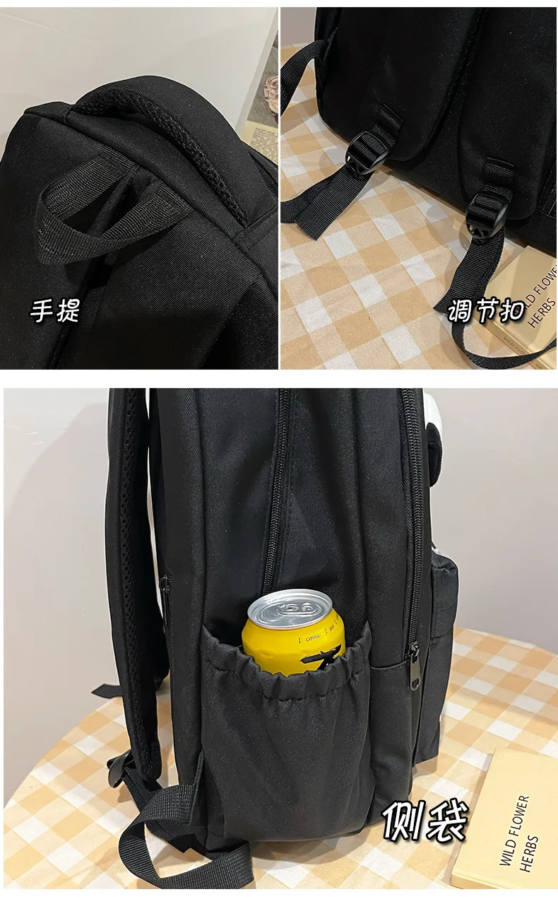 Bolsa escolar de grande capacidade para menina, mochila bordada estrela, bolsa de ombro cinza, bolsa de computador, bolsa de viagem, moda, Y2k