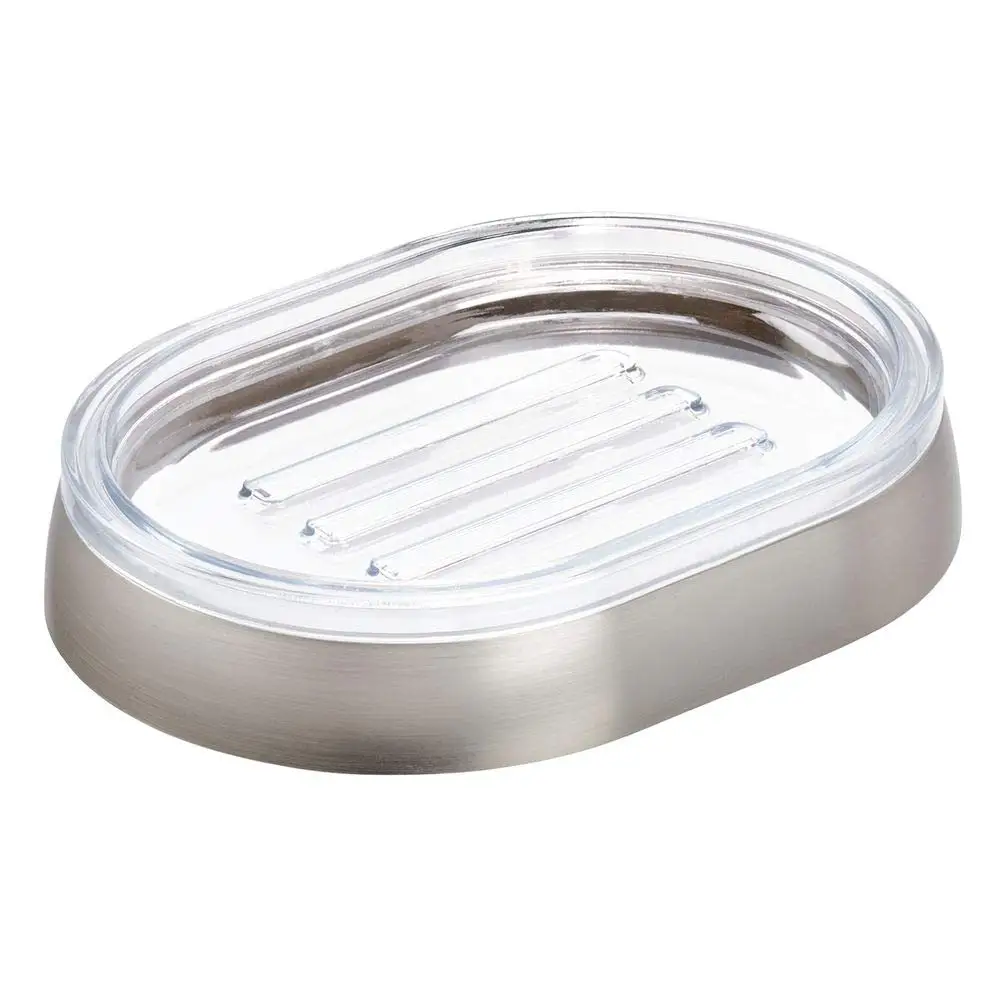 

Haley Plastic Soap Saver, Dish Holder Tray for Bathroom Counter, Shower, Kitchen, Set of 1, Brushed