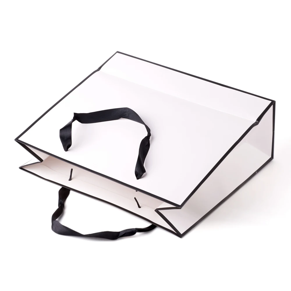 10pcs Rectangle Kraft Paper Shopping Bags For Christmas Halloween Gift Bags wholesale White Silver Color 18/21/25/26/28/32/35cm