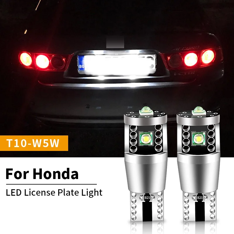 2pcs For Honda Element CR-Z HR-V Accord Civic CR-V Odyssey Ridgeline Prelude Pilot Insight LED License Plate Light Bulb W5W T10