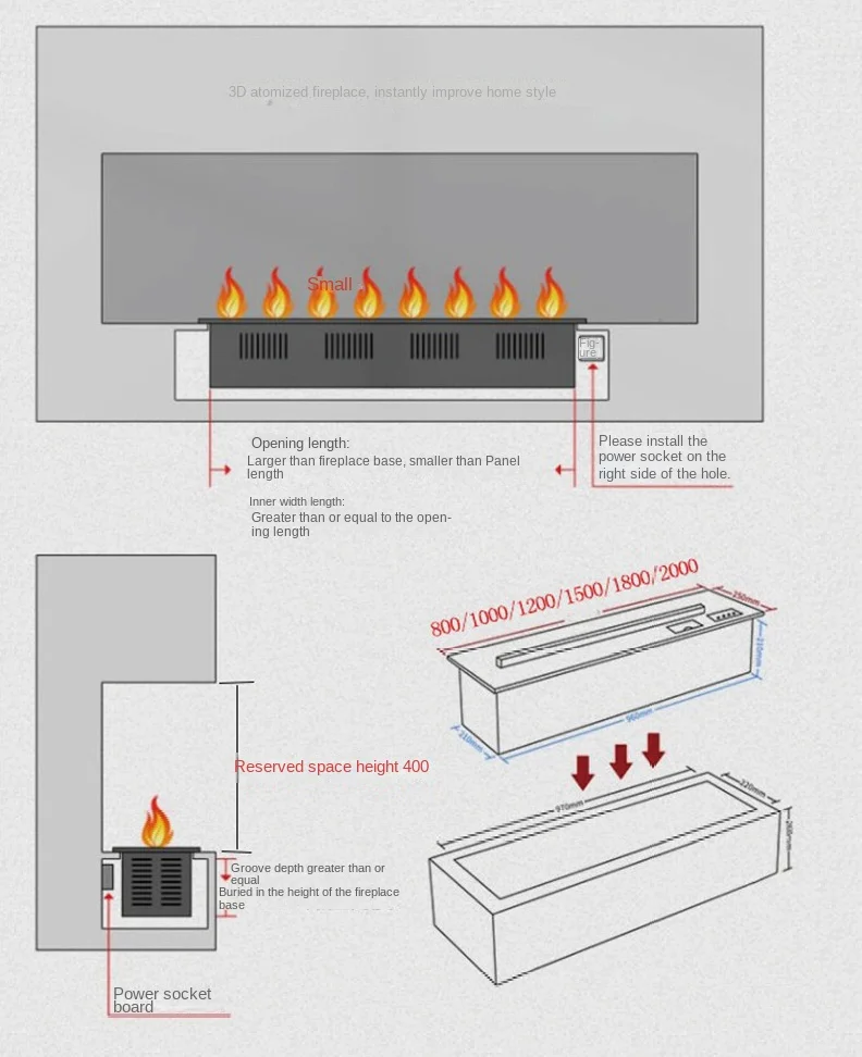 Smart Steam LED Flamme TV-Ständer dekorative Kamin 5 Jahre Garantie stille automatische Wasser 3D Wasserdampf elektrischen Kamin 3D Simulation des thermischen Energiekamins Wohnzimmer Flamme dekorative Wasserdampf Ka – Detail 22