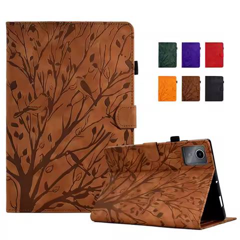 Funda For Xiaoxin Pad 11 2025 Case tb335fc Embossed Tree Wallet Stand Tablet Coque For Lenovo Idea Tab 11 inch Case tb336fu