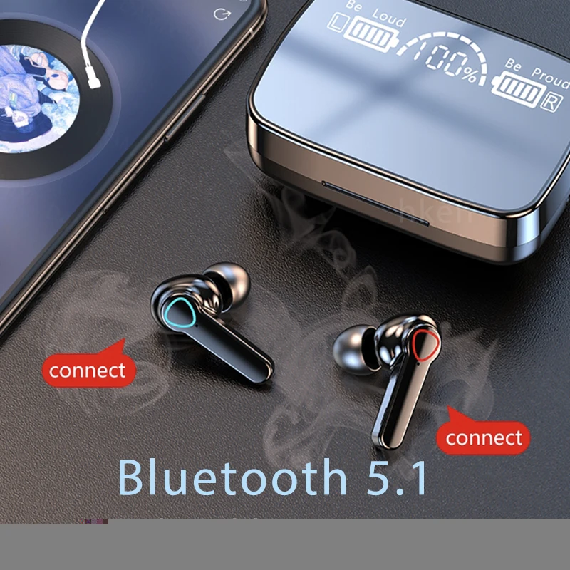 M19 Fones De Ouvido Sem Fio Bluetooth, Fones De Ouvido À Prova D' Água com Microfone, Fones De Ouvido Bluetooth 5.3, IPX5, HiFi