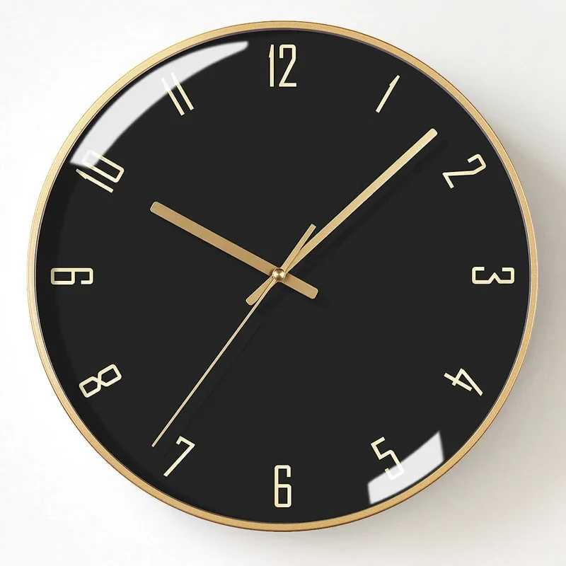 Nordic Silent Black Wall Clock Quartz Simple Living Room Wall Watch Mechanism Creative Luxury Modern Kitchen Decoration C6T