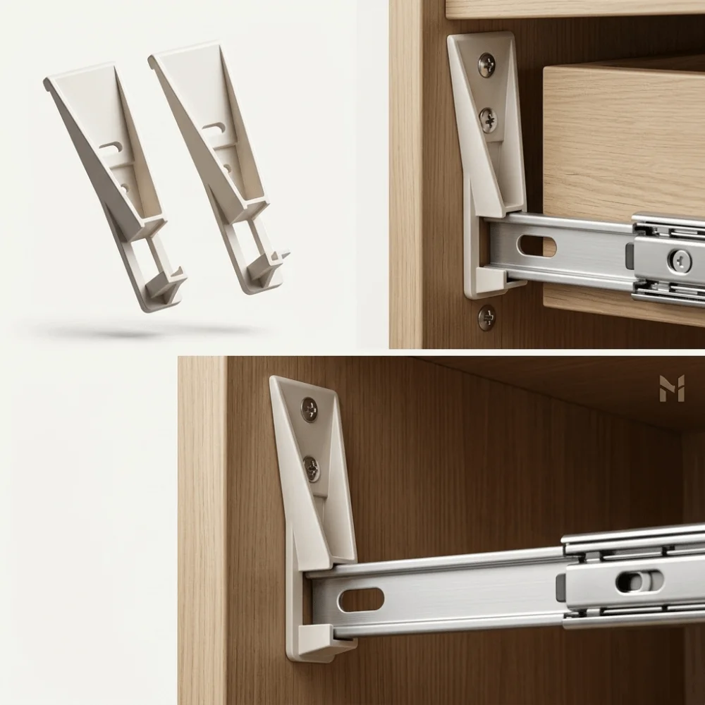 Rear Mounting Drawer Slide Bracket Rectangular Rail Smooth Operation Drawer Support Bracket Easy Installation