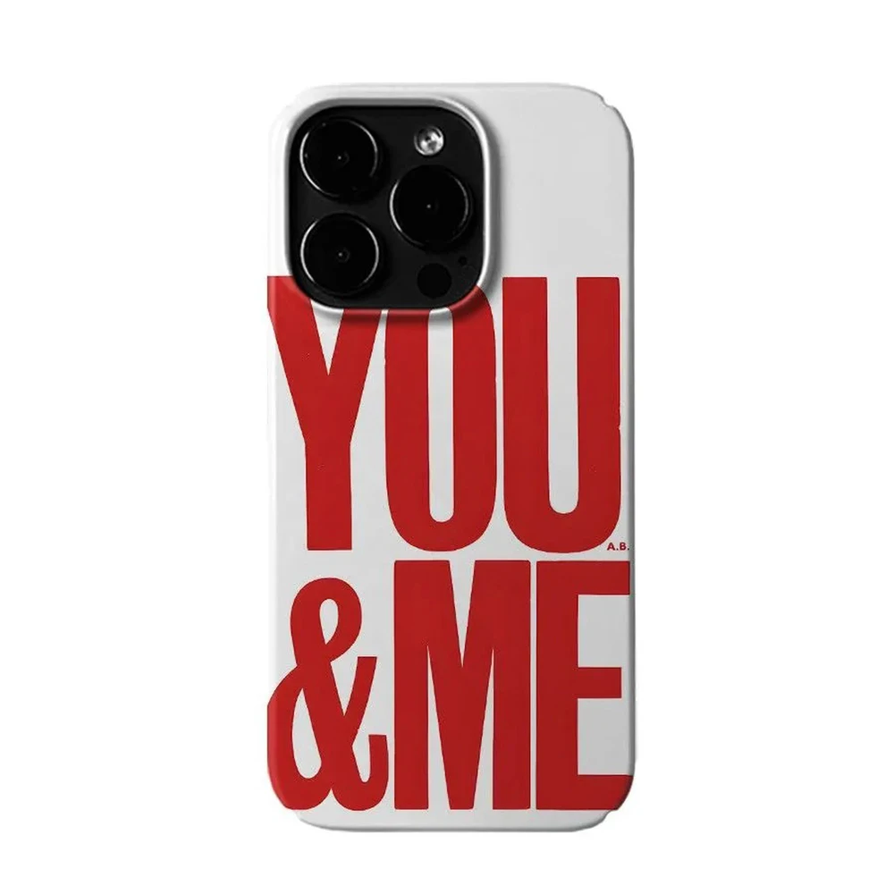 Moda de luxo vermelho inglês yo & me caso telefone para iphone 16 15 14 13 12 11 pro max xs xr xsmax 8 plus filme brilhante duro pc capa