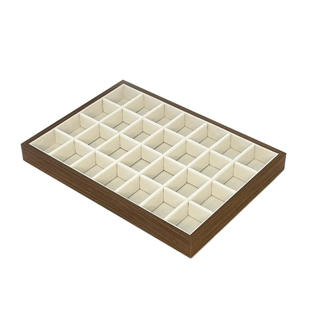 

Multi-Compartment Wooden Jewelry Display Tray Solid Wood Flat Bottom High-end Necklace Organizer Large Capacity Multi-purpose