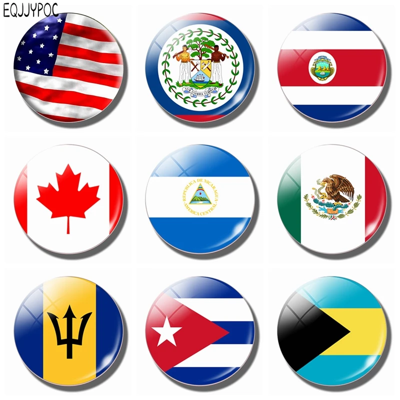 

North America flag Fridge Magnet Canada Hondura Mexico Cuba American Dominica Saint Kitts and Nevis 30MM Glass Magnetic Stickers