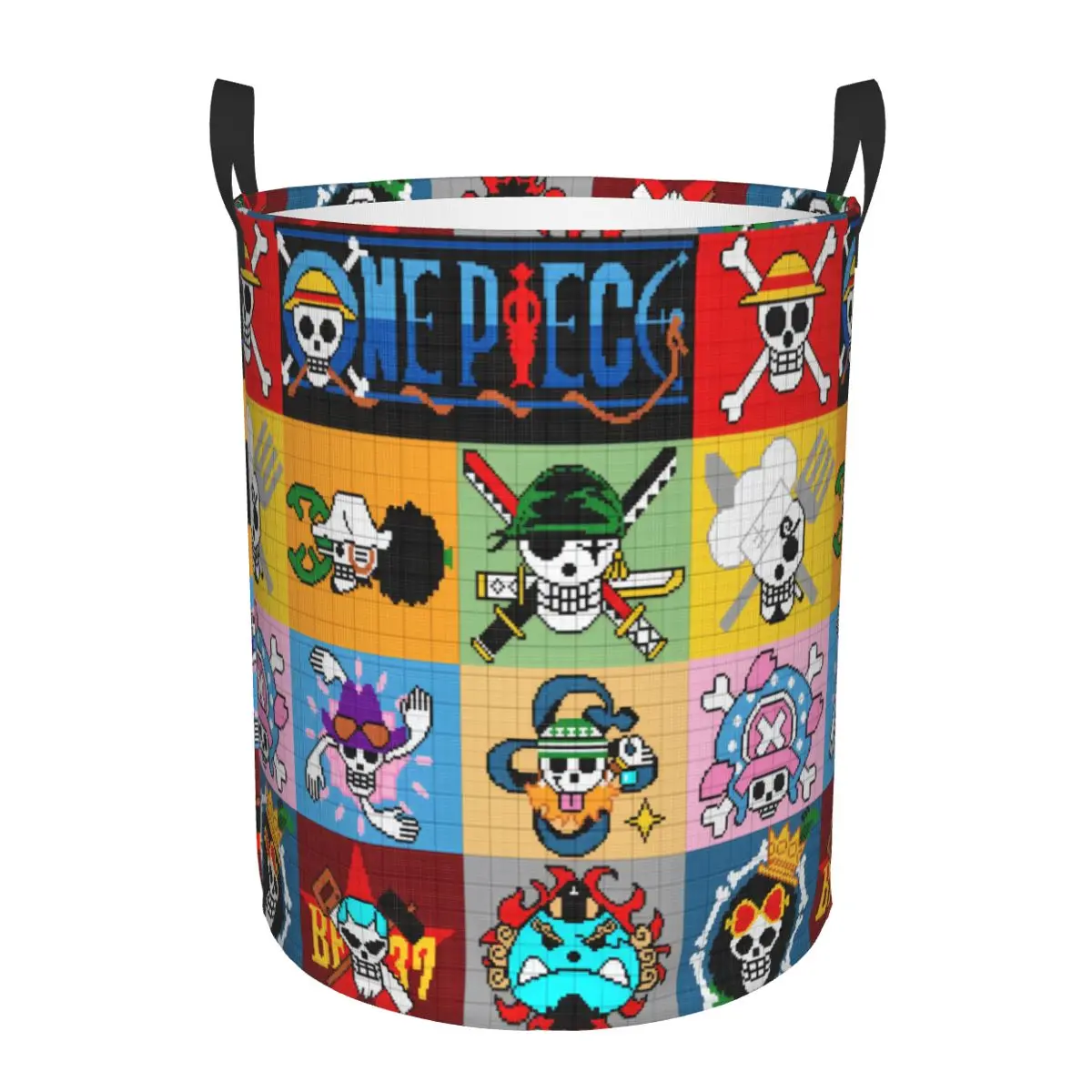 Maßgefertigter One Piece Anime Wäschekorb Faltbarer Piratenkönig Luffy Totenkopf Manga Kleiderkorb für Spielzeug Aufbewahrungstasche