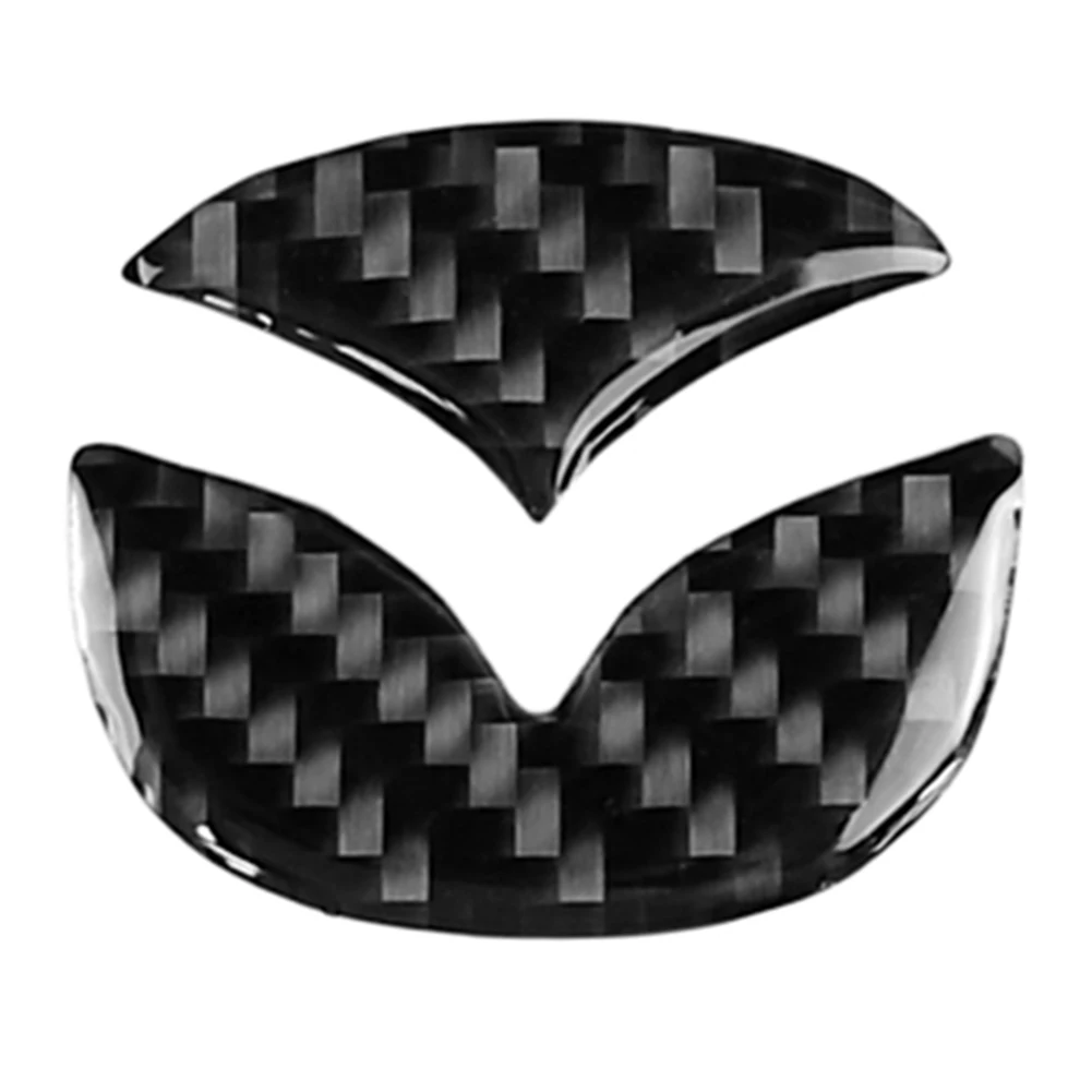 Carbon Fiber Car Steering Wheel Cover Logo Stickers Modified Auto Decorative Styling Decals for Mazda Axela ATENZA CX-5 CX-4