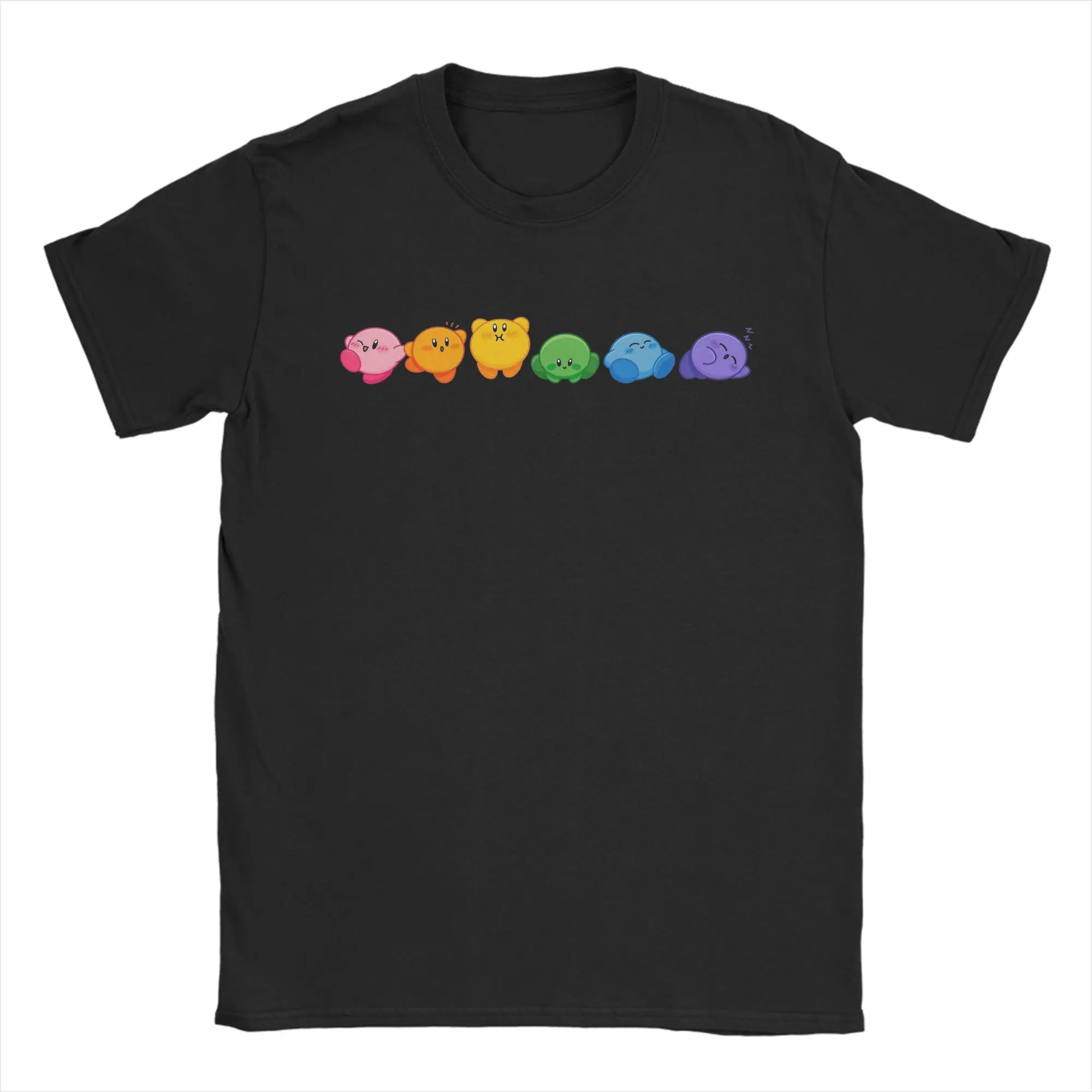 Kirby Rainbow T-Shirt für Herren, reine Baumwolle, Kleidung, lässig, für Damen und Kinder, kurzärmelig, Rundhals-T-Shirt, Geschenk, kreatives Oberteil – Detail 3