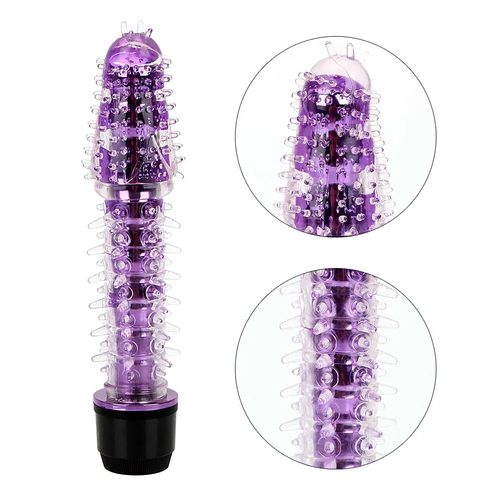 G Spot Stimulator Vibrator for Women Realistic Jelly Vibrating Dildo with Thorn Dragon Beard Small Bald Vibrator Wand Adult Toys