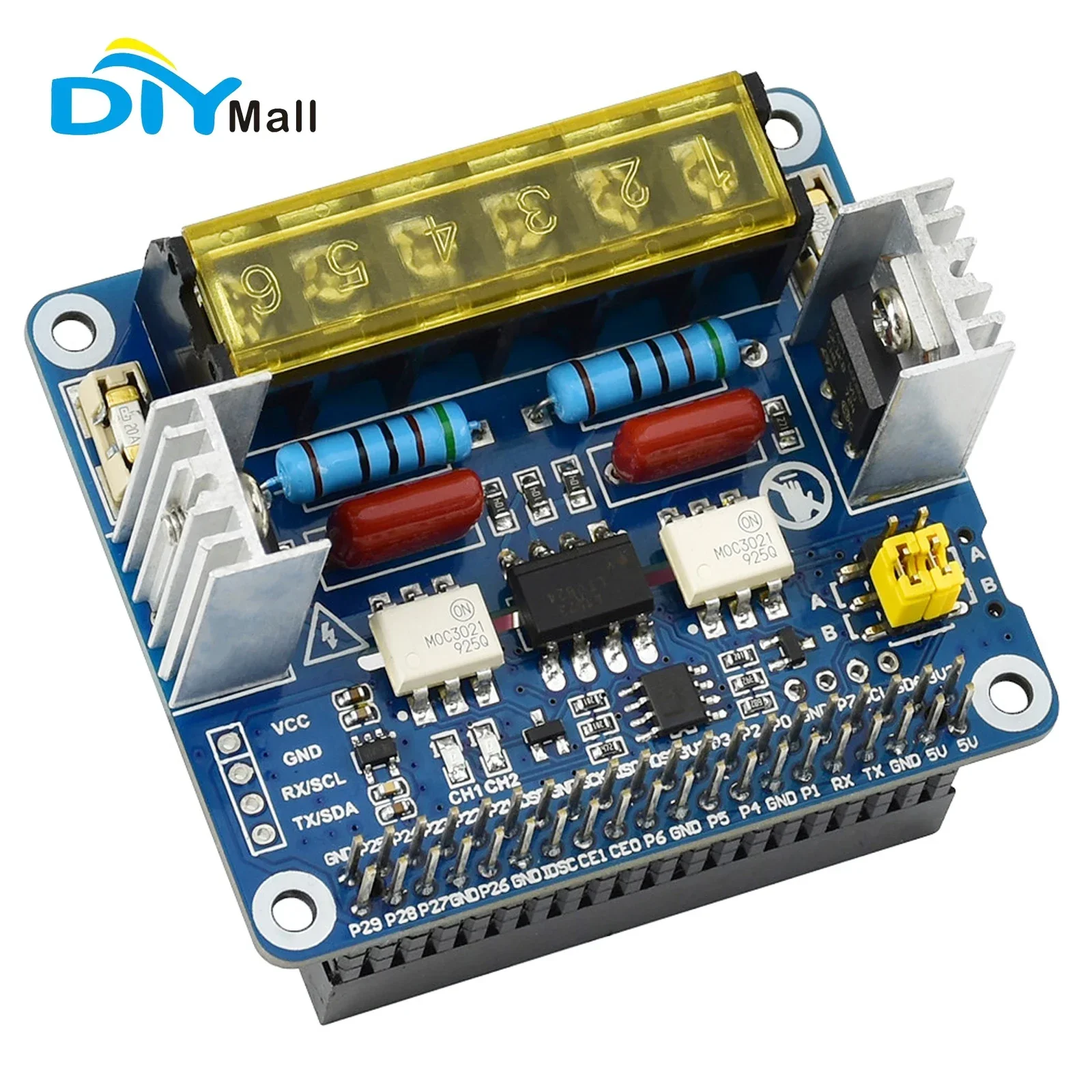 Módulo tiristor de placa de expansão triac de canal duplo Raspberry Pi com controle de comando MCU suporta interfaces UART e I2C