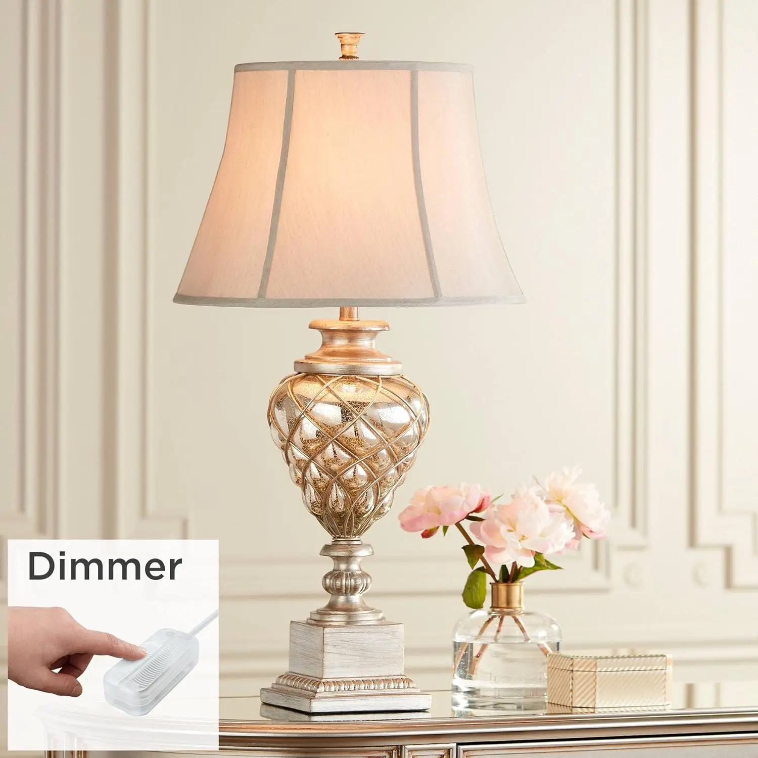 Barnes And Ivy Luke Traditional Table Lamp With Led Nightlight Dimmer 33 3/4