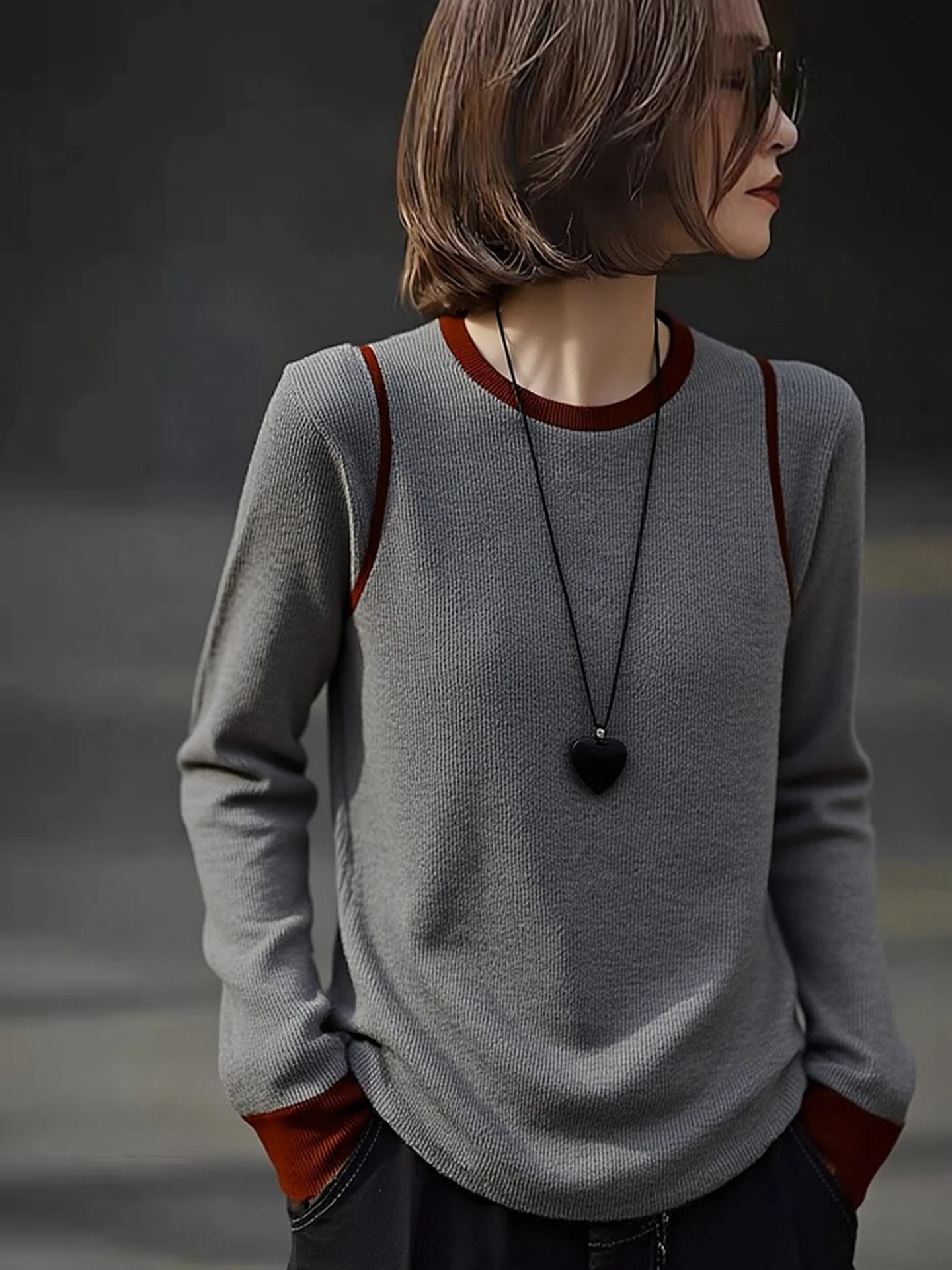 

2025 Winter Color Blo Long Sve Knitted Sweater Base irt Commute Casual Sle round Ne Soft Korean Version Women's Top