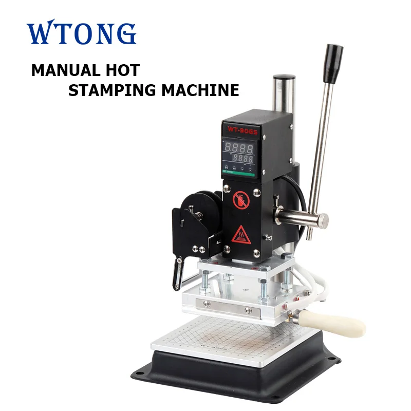 WTONG WT-90GS Кожаная бумага ПВХ АБС-пластик Настольный ручной бронзовый станок Станок для маркировки древесины для различных логотипов