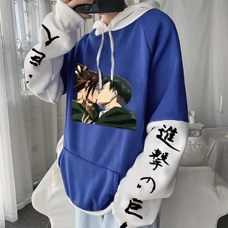 Attack On Titan Anime Hooded Print Men Women Hoodies Classic Sweatshirt Harajuku Pullover Levi Ackerman And Hanji Zoe Kiss Funny