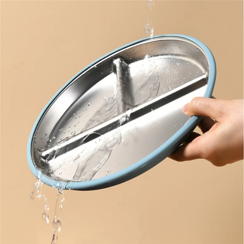 

【Любимые люди】Поддельные тарелки для малышей, 9 дюймов, 2 шт., детские тарелки из нержавеющей стали со съемными силиконовыми рукавами, 4 присоски C