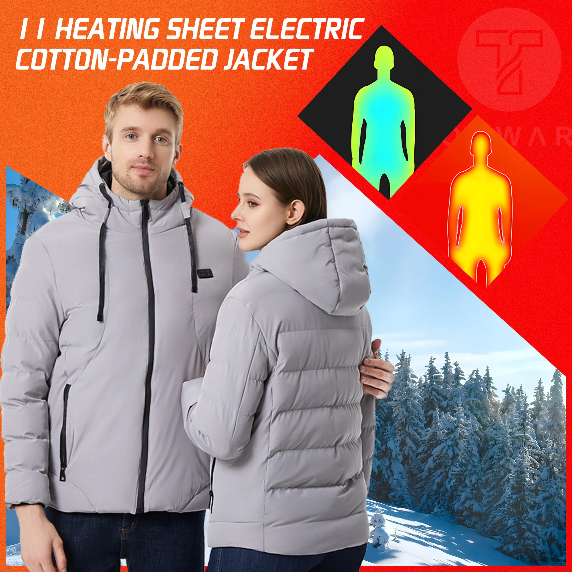 TODWARM Heated Jacket Winter Heating Motorcycle Jacket USB Electric Heating Jackets Hooded Camping Warm Motorcycle Heated Clothe